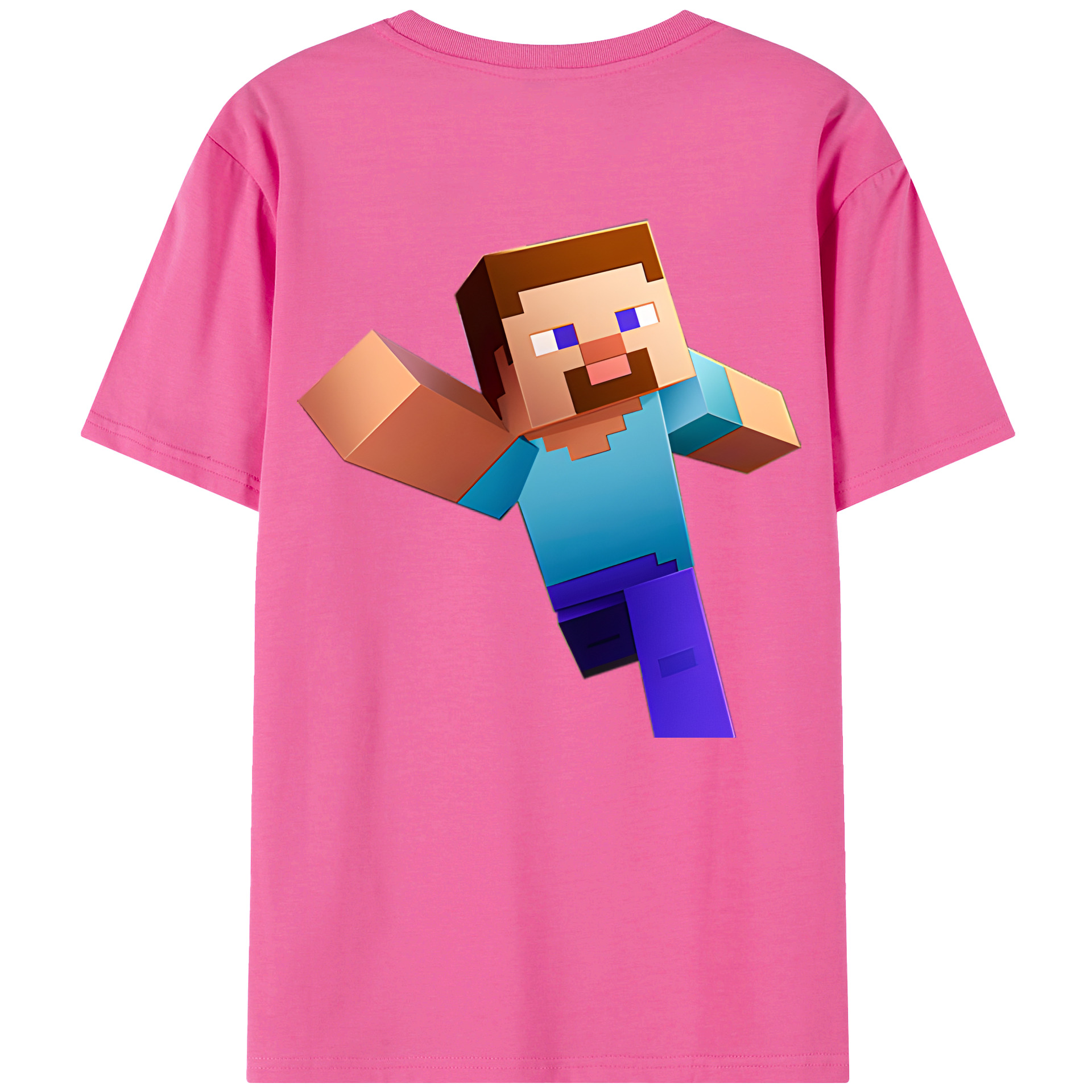 （画像用） マインクラフト ブロックの世界 Minecraft MC Block world レディース半袖Tシャツ(バックプリント)